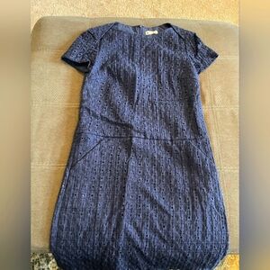 Ava & Aiden Navy Blue Crochet Midi Crewneck Dress Size 4